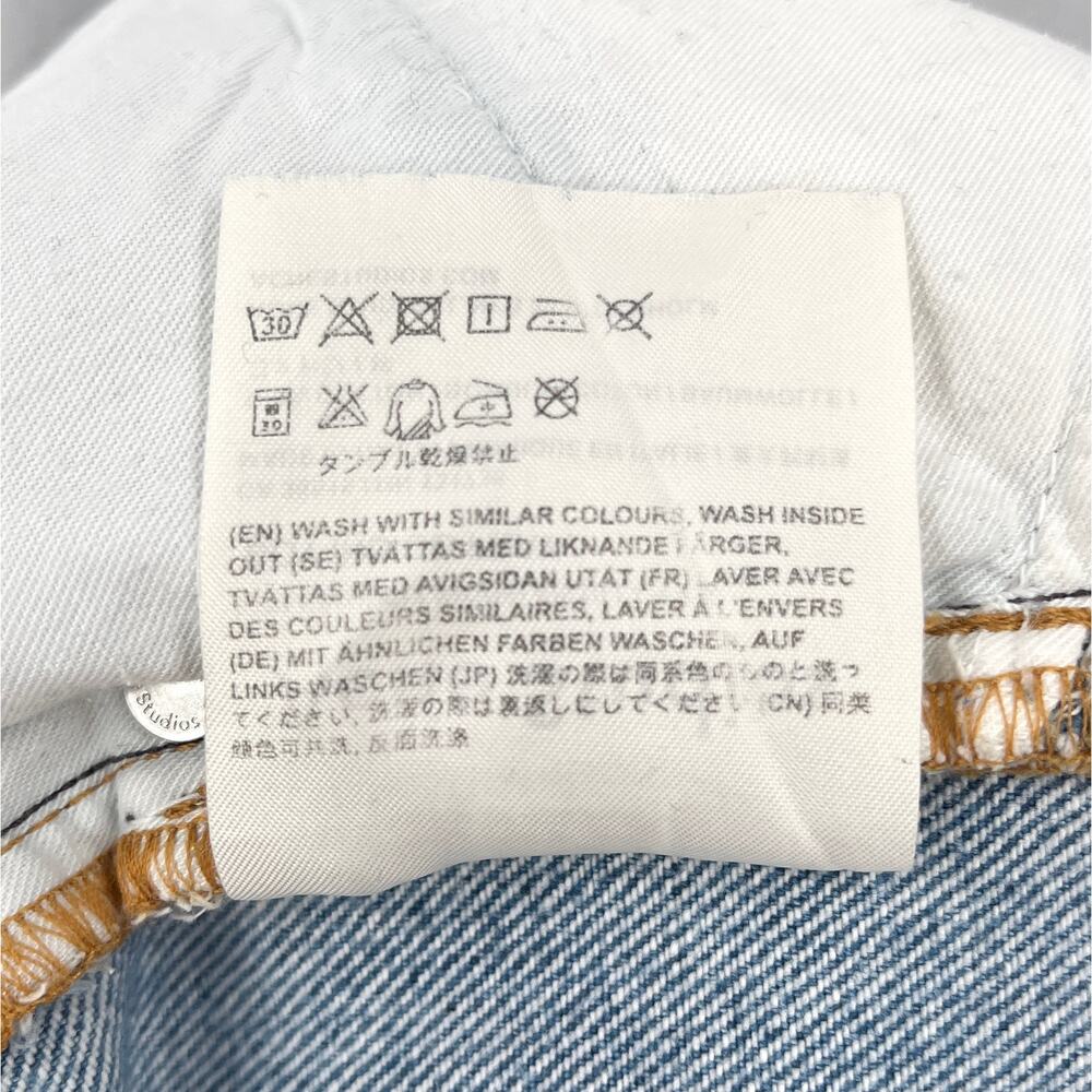 ACNE STUDIOS Boy Indigo Fray Jean Womens 26 Light Wash Distressed Tapered Slim - Picture 12 of 16